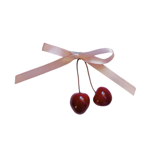 hair bows - cherries (pink)